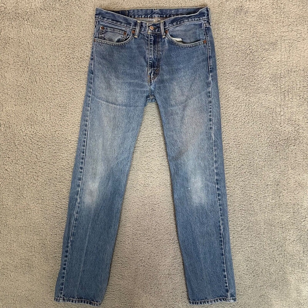 Levi's 505 Regular Fit Straight Leg Mens Jeans Blue Size 34 X 36 Denim